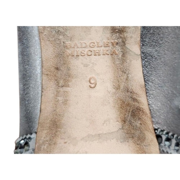 Badgley Mischka Gunmetal Gigi Crystal Platinum Pointed Toe Ballet Flats Shoes 9 - Picture 14 of 15